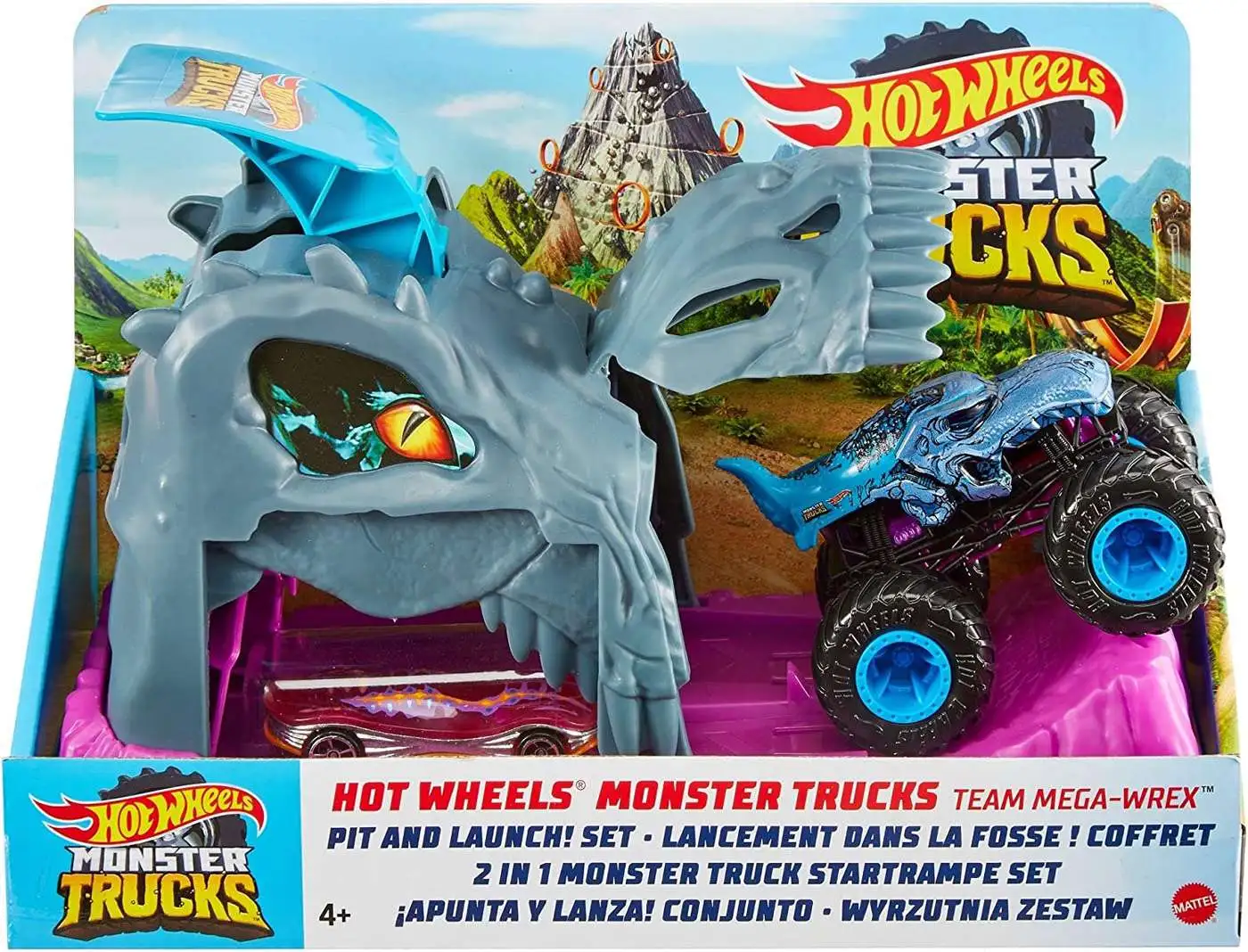 Hot Wheels Monster Trucks - 1:64 2Pack Mega Wrex with Crushed