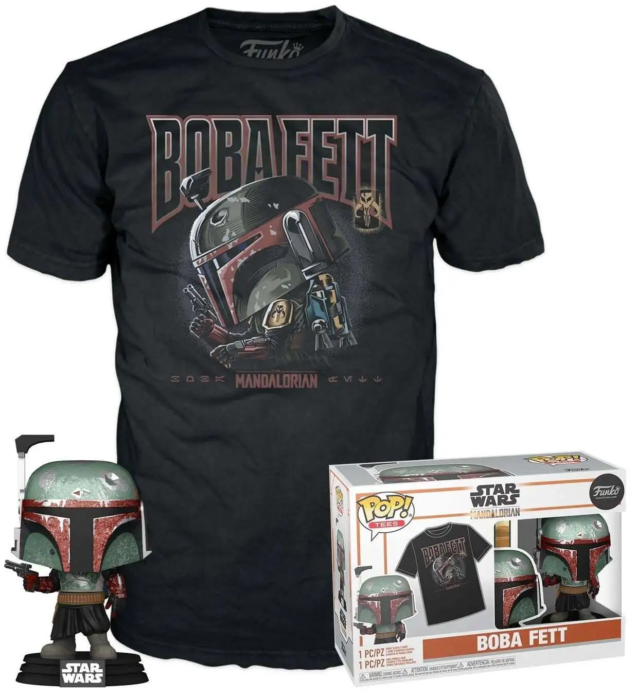 Funko Star Wars The Mandalorian POP! Tees Boba Fett Vinyl Figure & T-Shirt [Large]