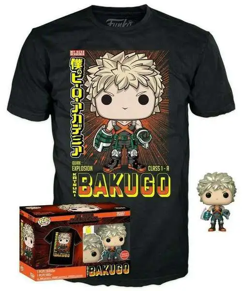 Funko My Hero Academia POP! Tees Katsuki Bukugo Exclusive Vinyl Figure & T-Shirt [Large]