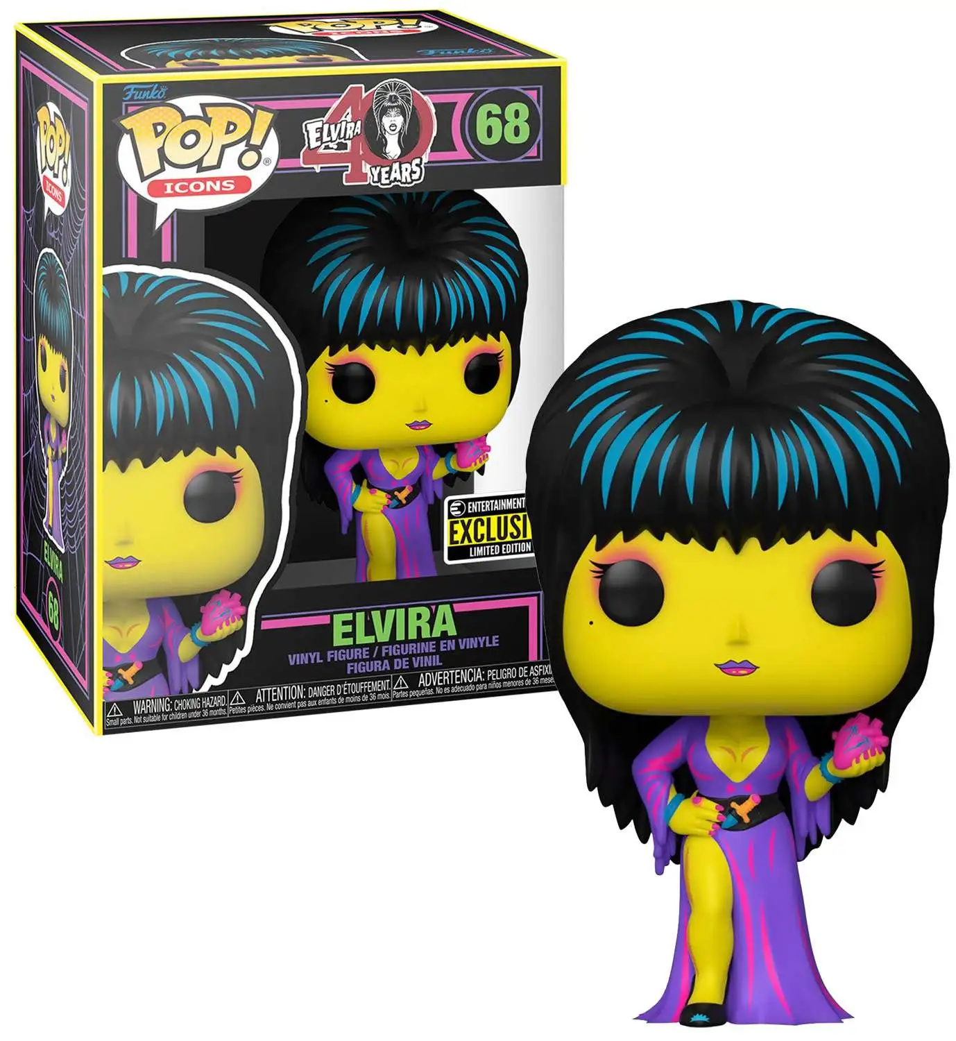 Funko 40th Anniversary POP! Icons Elvira Exclusive Figure #68 [Blacklight]