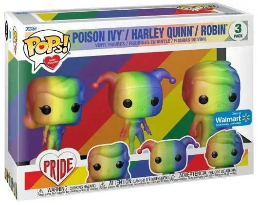 Funko DC Pride POP! with Purpose Poison Ivy, Harley Quinn & Robin Exclusive Vinyl Figure 3-Pack