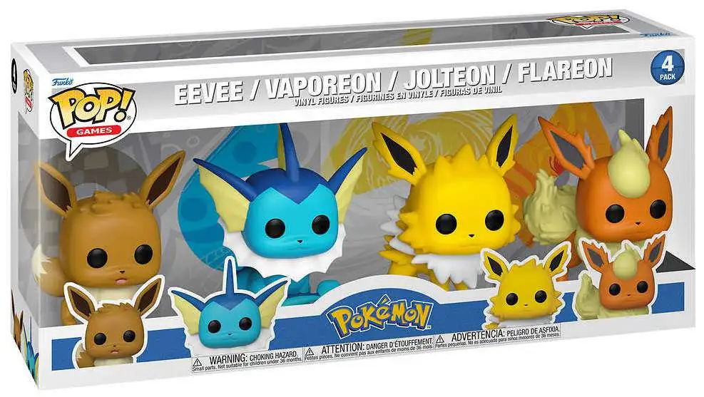 Funko Pokemon POP! Games Eevee, Vaporeon, Jolteon & Flareon Exclusive Vinyl Figure 4-Pack