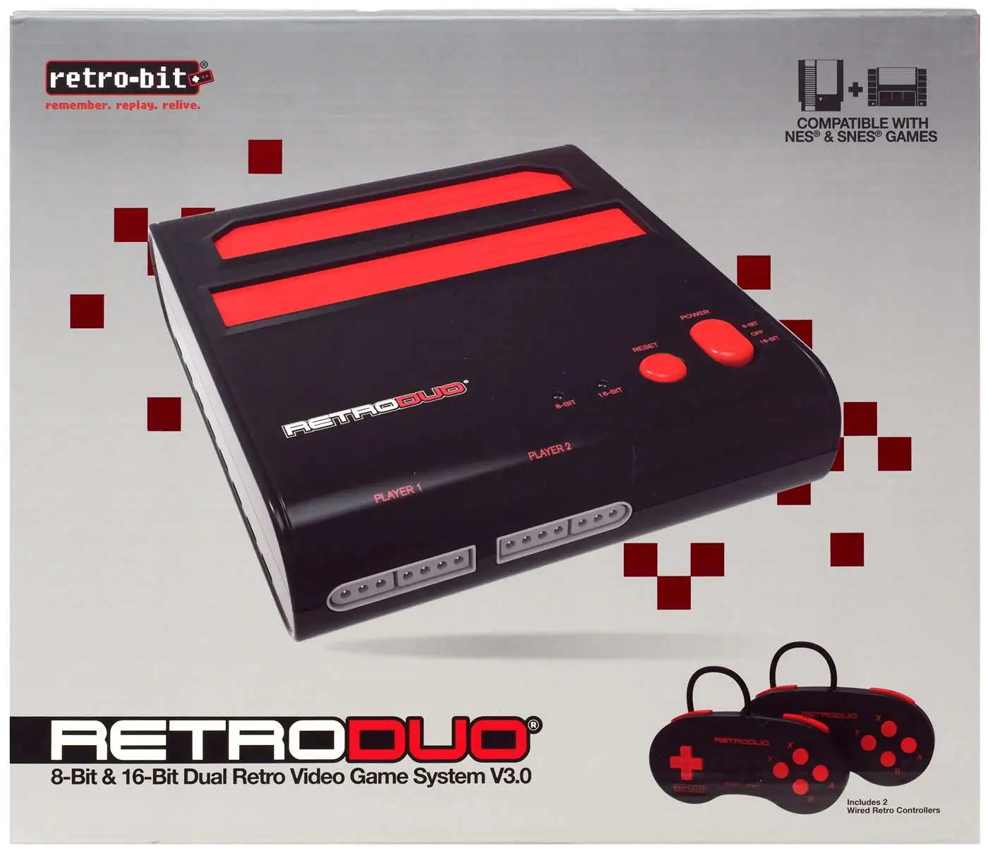 Retro-Bit Retro Duo 2 in 1 Console System - for Original NES/SNES, & Super  Nintendo Games - Black/Red