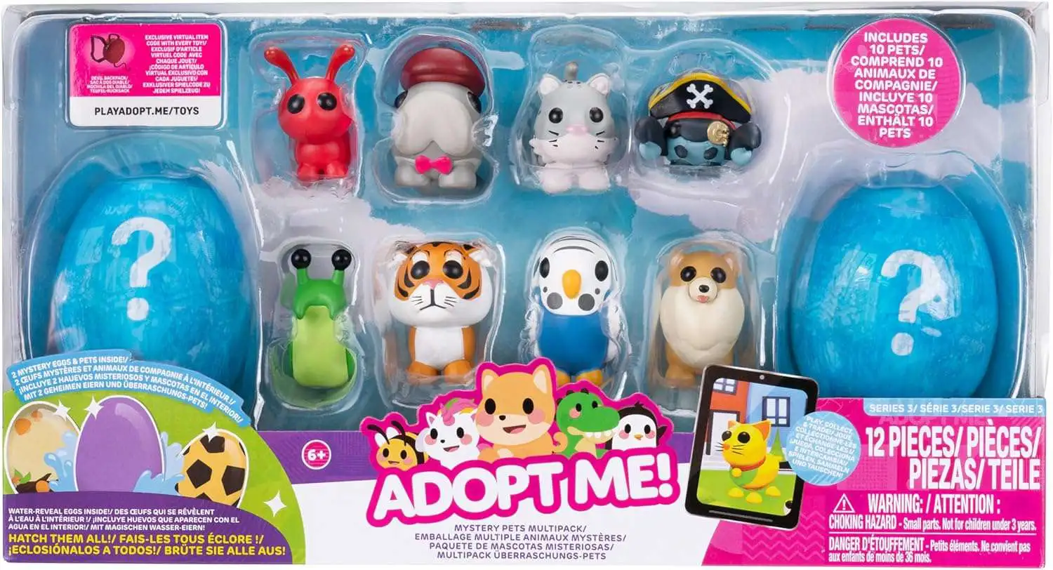 Adopt Me! Series 3 Mystery Pets Multipack Mini Figure 10-Pack [Devil Backpack Online Virtual Item Redemption Code!]