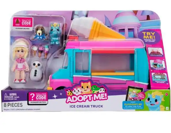Adopt Me! Ice Cream Truck Playset [3 Pets, 1 Figure & Virtual Item Code For Ice Cream Cone Hat!]
