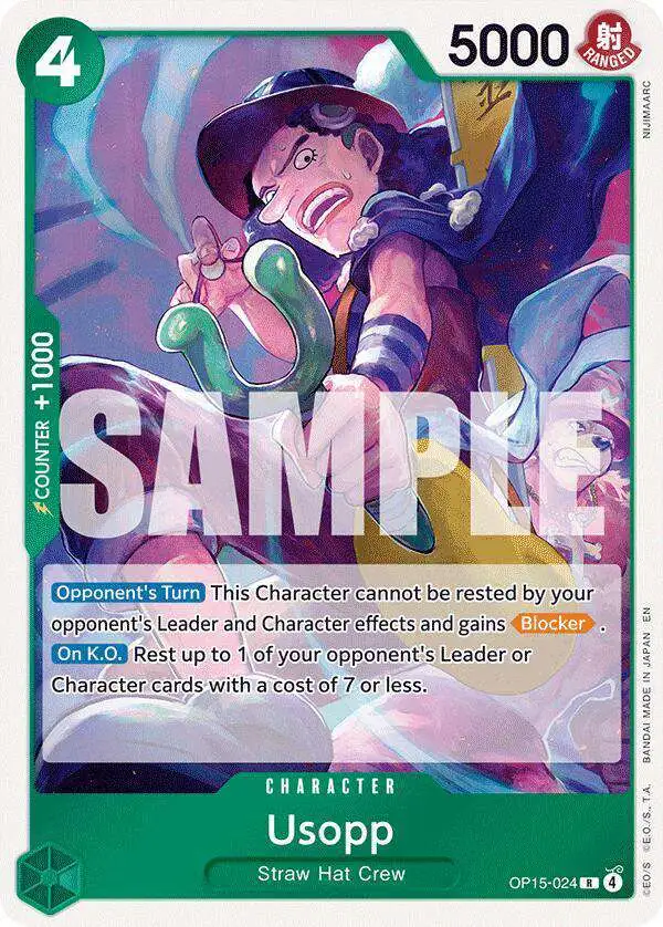 One Piece Trading Card Game Adventure on Kami's Island Rare Usopp OP15-024