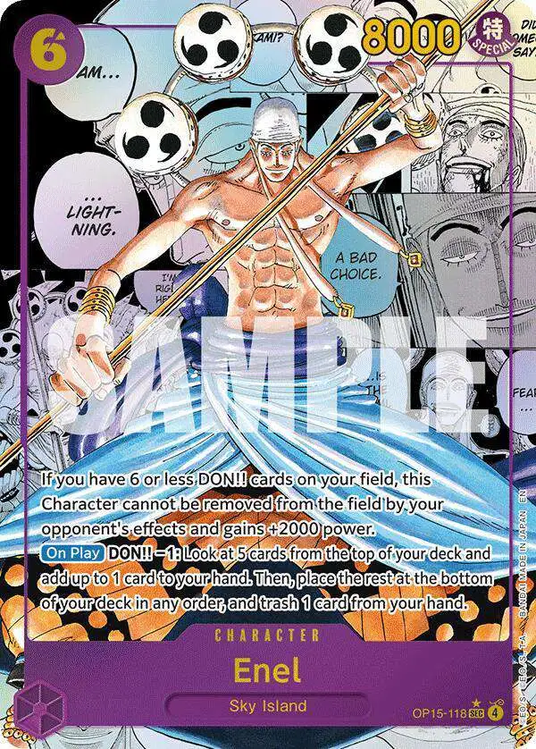 One Piece Trading Card Game Adventure on Kamis Island Single Card SEC Enel OP15-118 Manga - ToyWiz One Piece Trading Card Game Adventure on Kamis Island Single Card SEC Enel OP15-118 Manga - ToyWiz