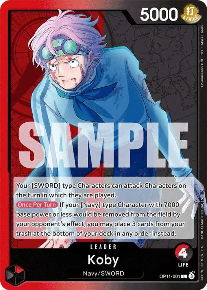 One Piece Trading Card Game A Fist of Divine Speed Leader Koby OP11-001