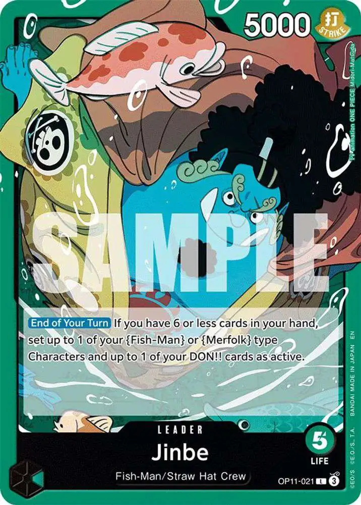 One Piece Trading Card Game A Fist of Divine Speed Leader Jinbe OP11-021
