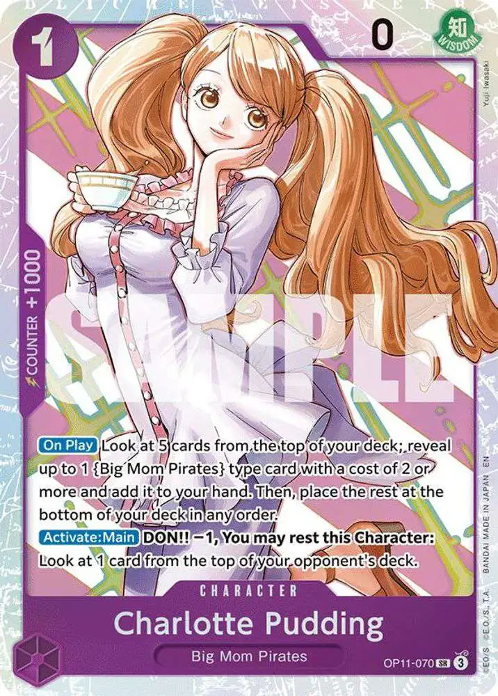 One Piece Trading Card Game A Fist of Divine Speed Super Rare Charlotte Pudding OP11-070