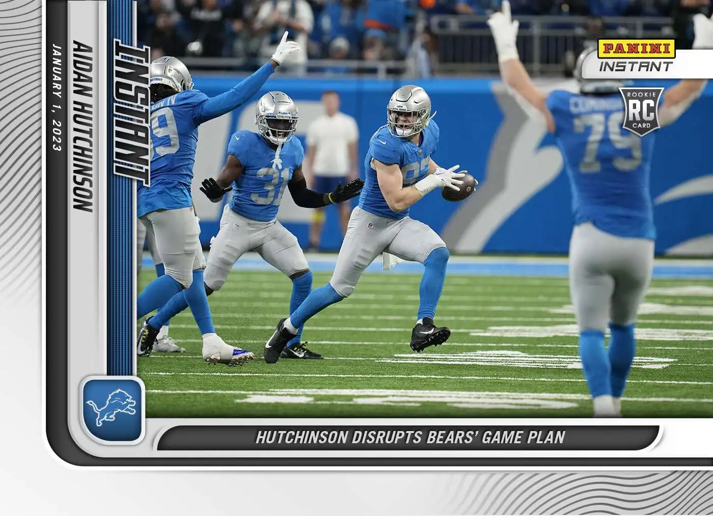 NFL Detroit Lions 2022 Instant Football Aidan Hutchinson 1 of 259 Trading  Card 167 Rookie Card, Disrupts Bears Game Plan Panini - ToyWiz