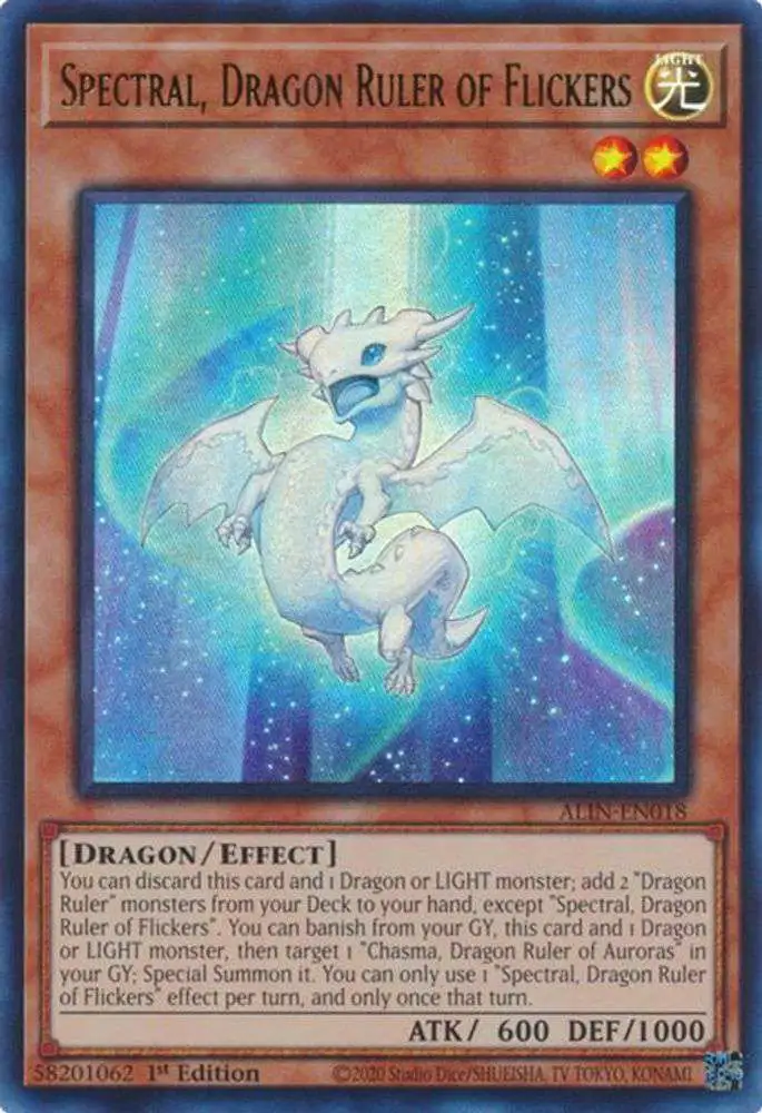 YuGiOh Trading Card Game Alliance Insight Ultra Rare Spectral, Dragon Ruler of Flickers ALIN-EN018