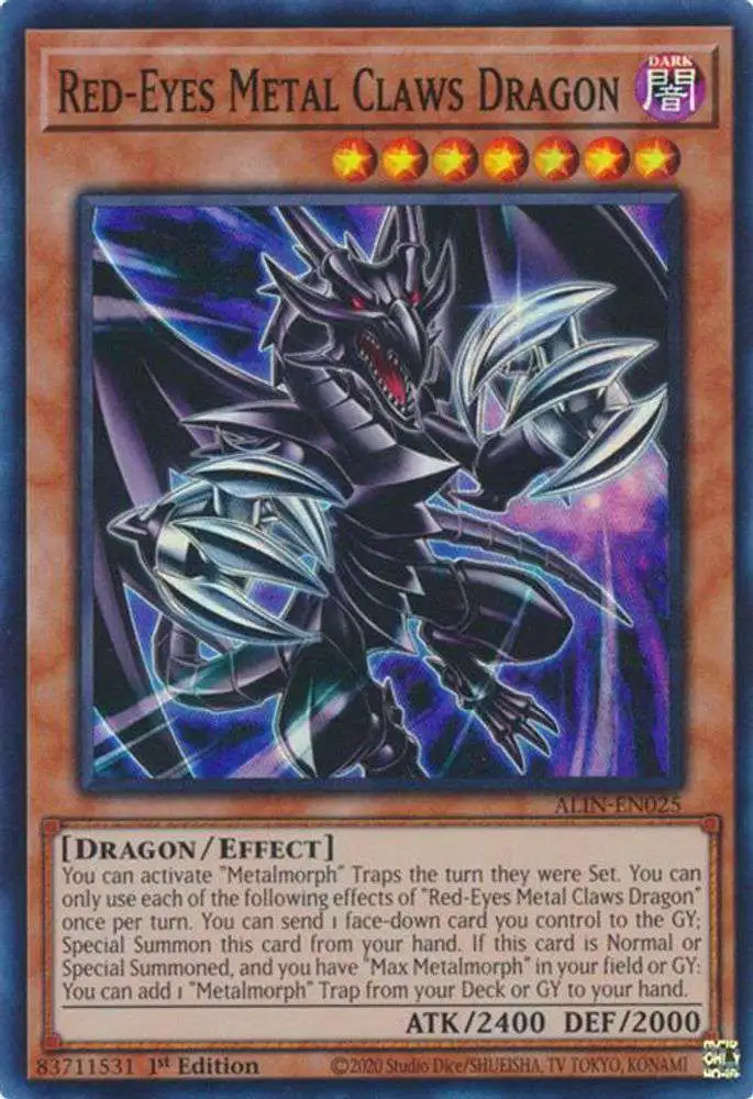 YuGiOh Trading Card Game Alliance Insight Single Card Super Rare Red-Eyes Metal Claws Dragon ALIN-EN025 - ToyWiz YuGiOh Trading Card Game Alliance Insight Single Card Super Rare Red-Eyes Metal Claws Dragon ALIN-EN025 - ToyWiz