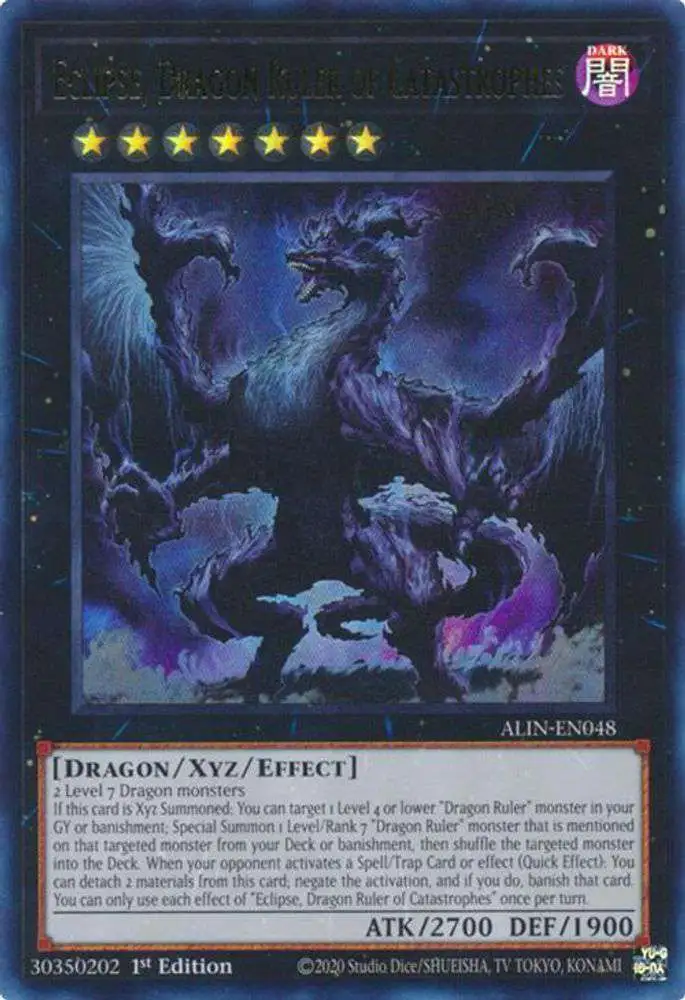 YuGiOh Trading Card Game Alliance Insight Ultra Rare Eclipse, Dragon Ruler of Catastrophes ALIN-EN048