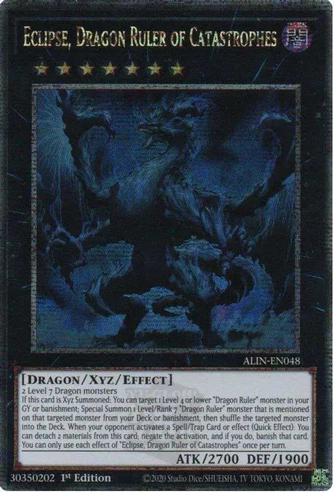 YuGiOh Trading Card Game Alliance Insight Quarter Century Secret Rare Eclipse, Dragon Ruler of Catastrophes ALIN-EN048