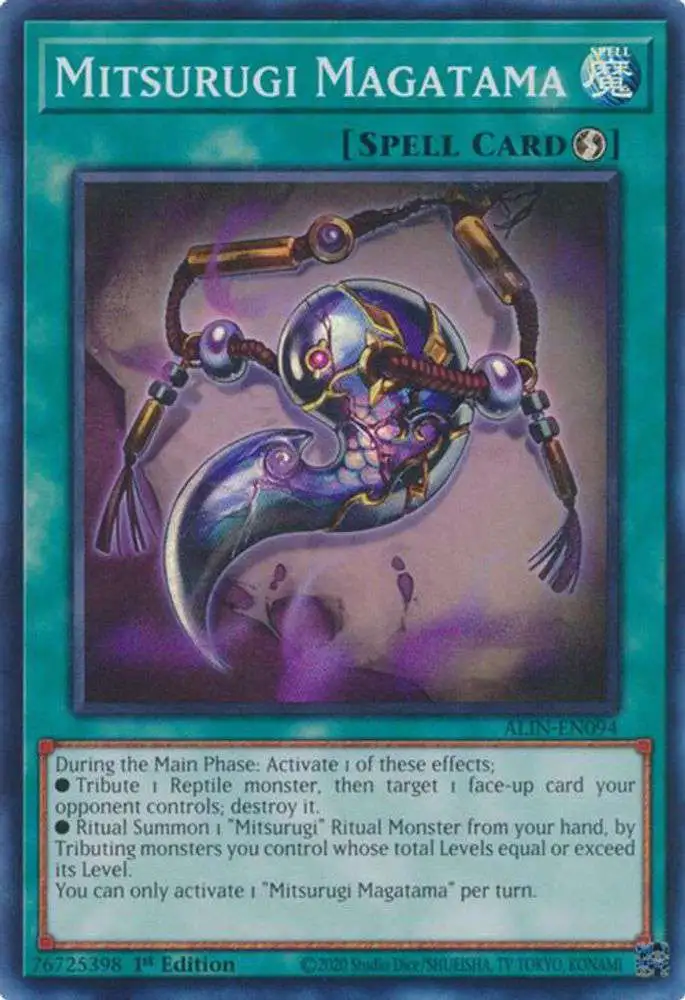 YuGiOh Trading Card Game Alliance Insight Single Card Super Rare Mitsurugi Magatama ALIN-EN094 - ToyWiz YuGiOh Trading Card Game Alliance Insight Single Card Super Rare Mitsurugi Magatama ALIN-EN094 - ToyWiz