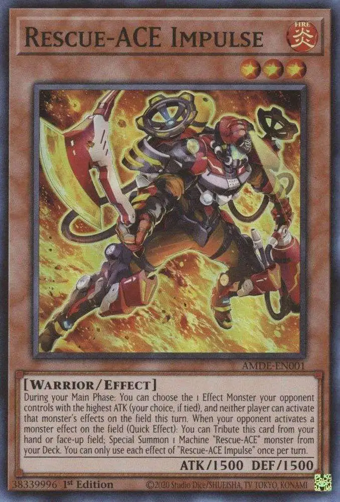 YuGiOh Trading Card Game Amazing Defenders Super Rare Rescue-ACE Impulse AMDE-EN001