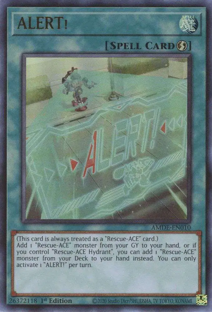 YuGiOh Trading Card Game Amazing Defenders Ultra Rare ALERT! AMDE-EN010