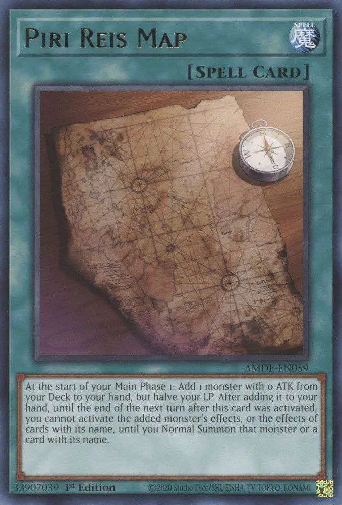 YuGiOh Trading Card Game Amazing Defenders Rare Piri Reis Map AMDE-EN059