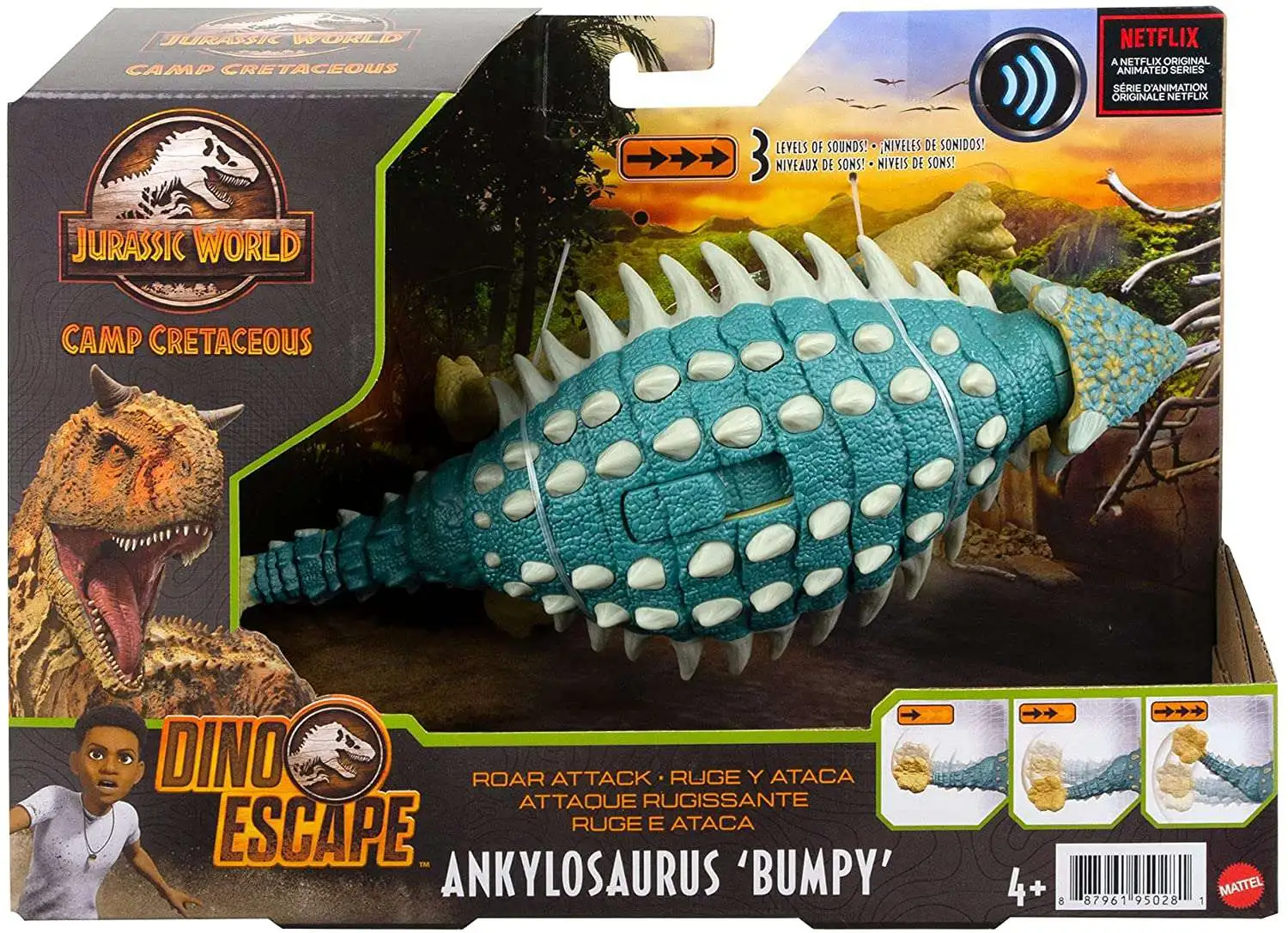 Jurassic World Camp Cretaceous Roar Attack Ankylosaurus Bumpy Figure Dino Escape 