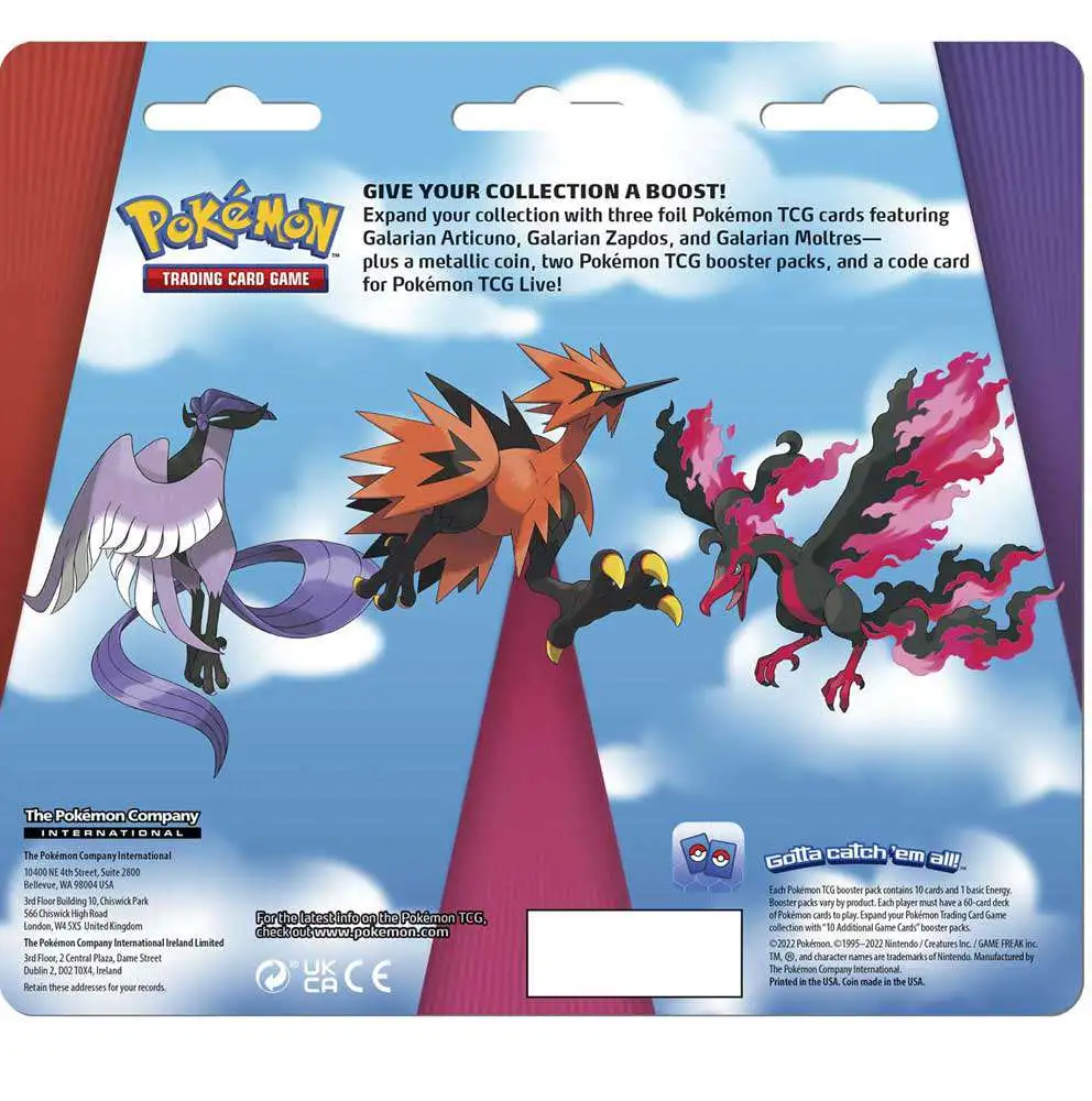 Pokemon Trading Card Game Sword Shield Articuno, Zapdos Moltres Exclusive  Special Edition 2 Booster Packs, 3 Promo Cards Coin Pokemon USA - ToyWiz