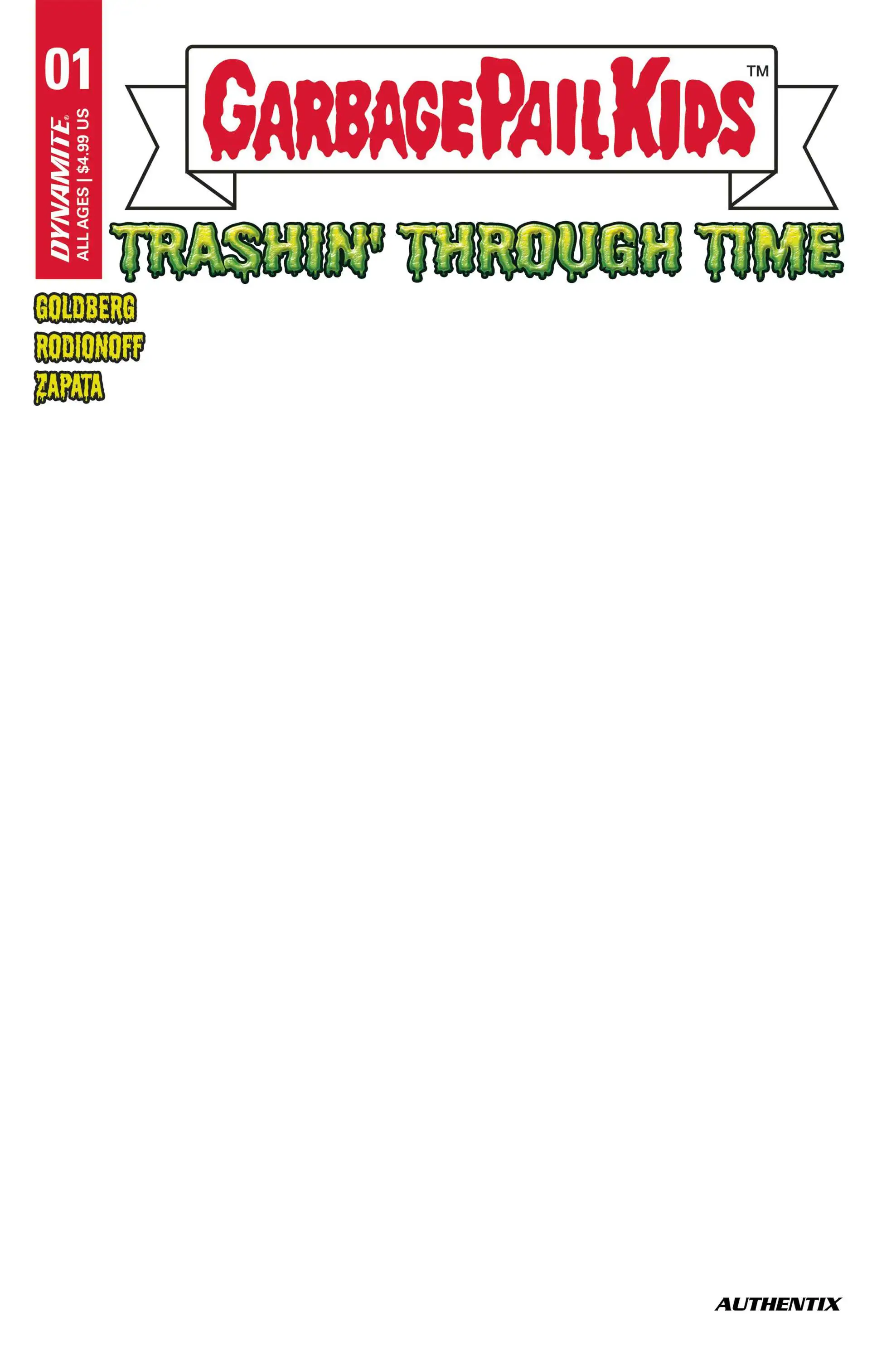 Dynamite Entertainment Garbage Pail Kids: Trashin' Through Time #1 Comic Book [Blank Authentix Cover E]