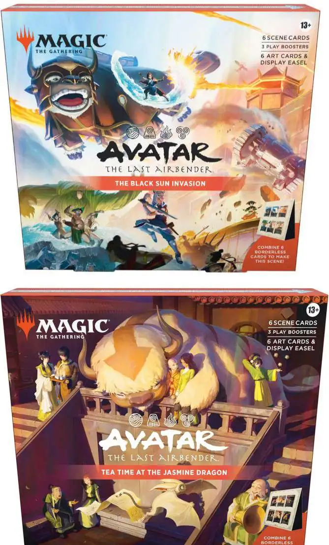 MtG Avatar the Last Airbender Tea Time at the Jasmine Dragon & The Black Sun Invasion Set of Both SCENE Boxes #1 & 2