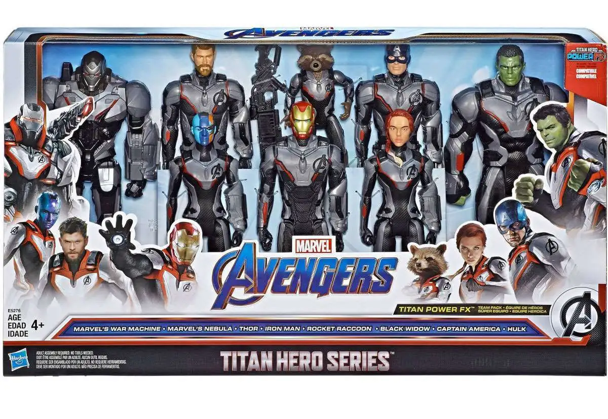 Marvel Avengers Titan Hero 8 Figures Pack with Accessories Kids Imagination Play 