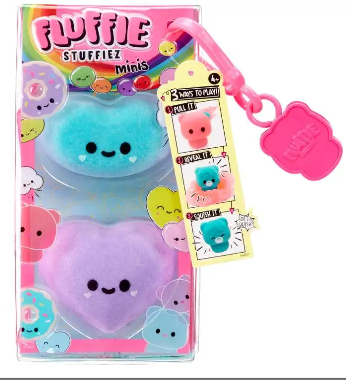 Fluffie Stuffiez Minis Jelly Bean & Heart Candy Figure 2-Pack [Soft & Squishable]