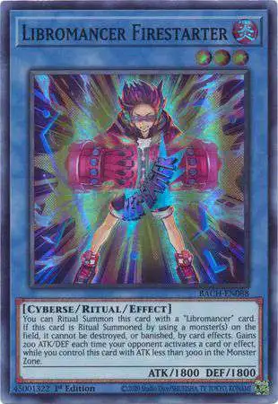 YuGiOh Battle of Chaos Super Rare Libromancer Firestarter BACH-EN088