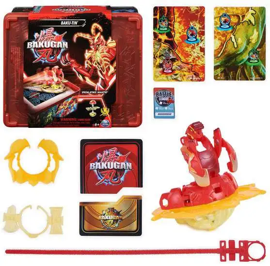 modbydeligt værksted selvmord Bakugan 2023 Red Baku-Tin Includes Special Attack Mantid Figure Online  Roblox Game Code Spin Master - ToyWiz