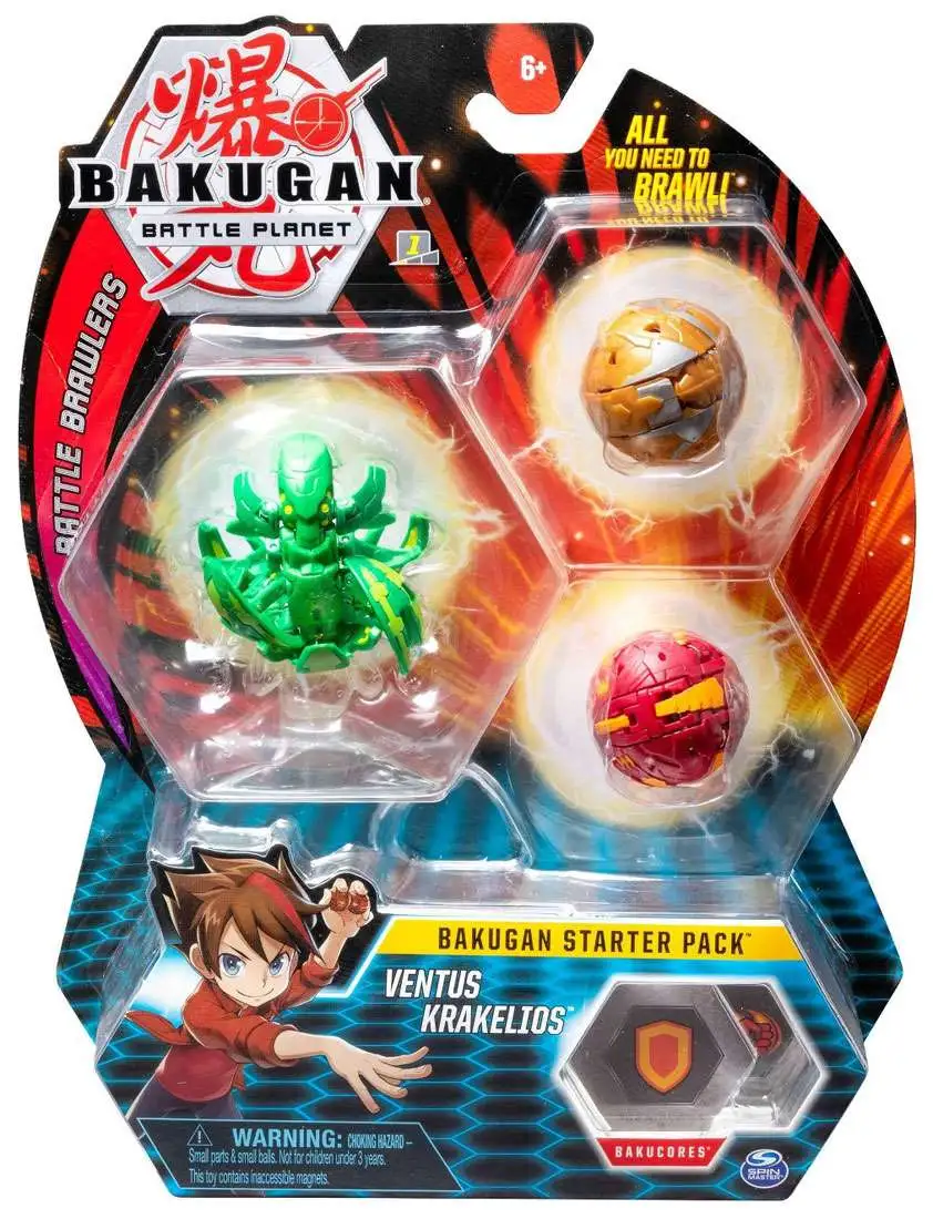 Bakugan Battle Battle Brawlers Ventus Krakelios 3-Figure Starter Pack Spin Master -