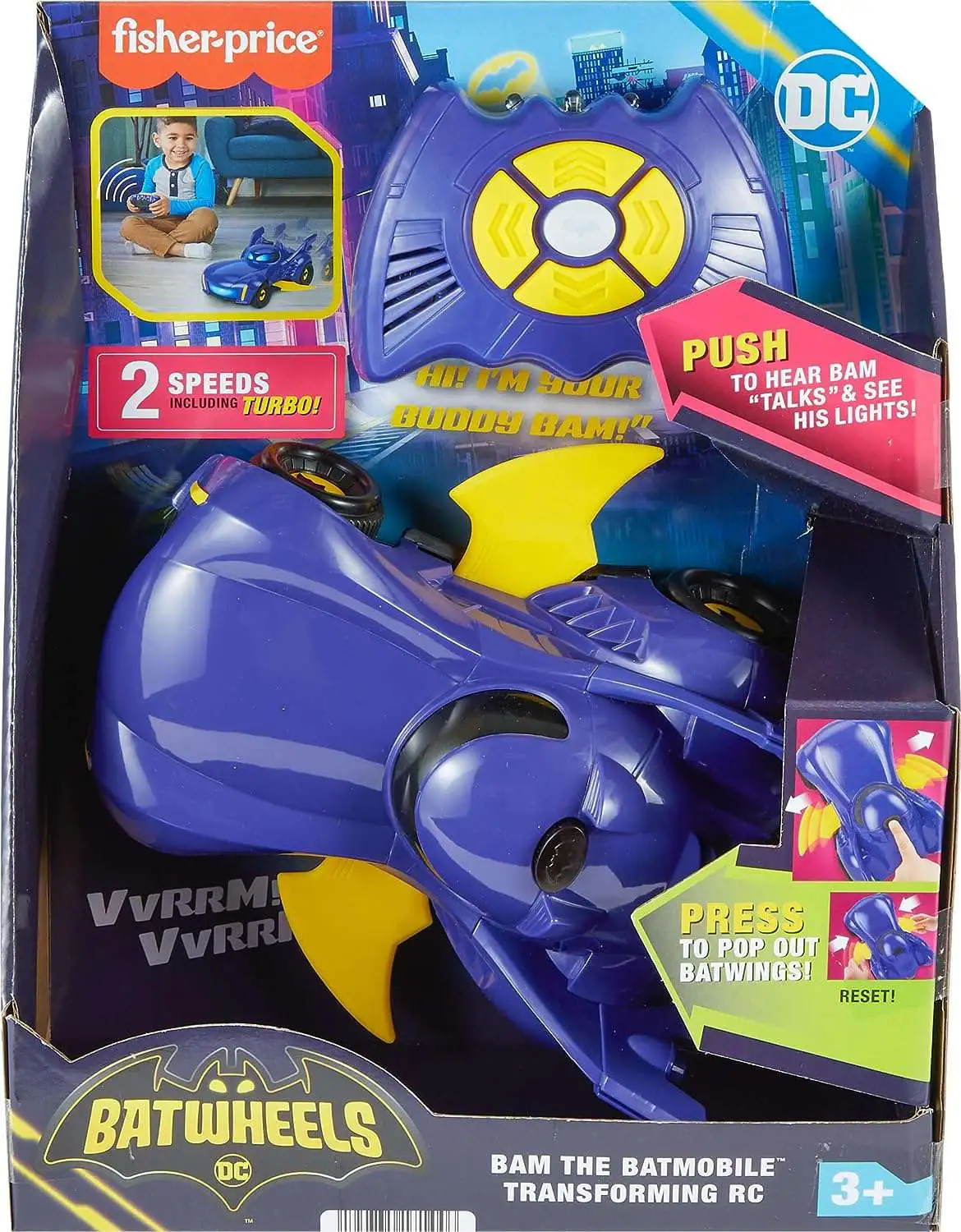 Fisher Price DC Batwheels Bam the Batmobile Transforming RC Remote Control Car [Damaged Package]