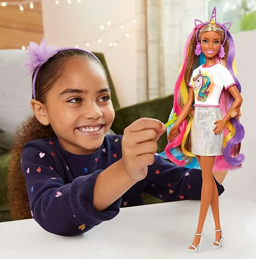 Barbie Fantasy Hair Barbie 13.25 Doll Unicorn Mermaid, African American 