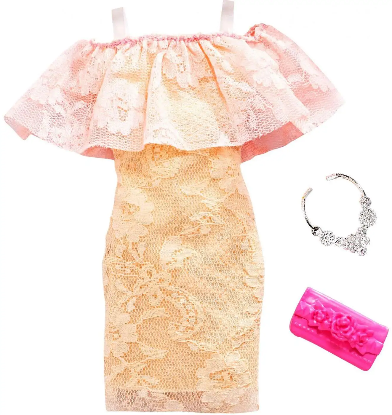 Barbie Complete Looks Two Tone Lace Dress Fashion Pack Damaged