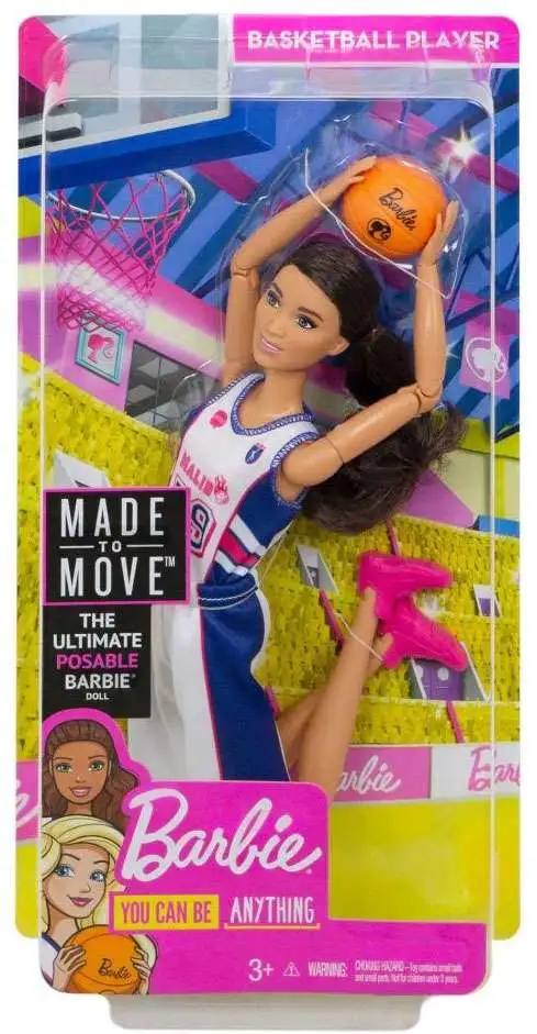 Barbie Made to Move You Can Be Anything Barbie 13.25 Doll Basketball Player,  Brunette Mattel - ToyWiz