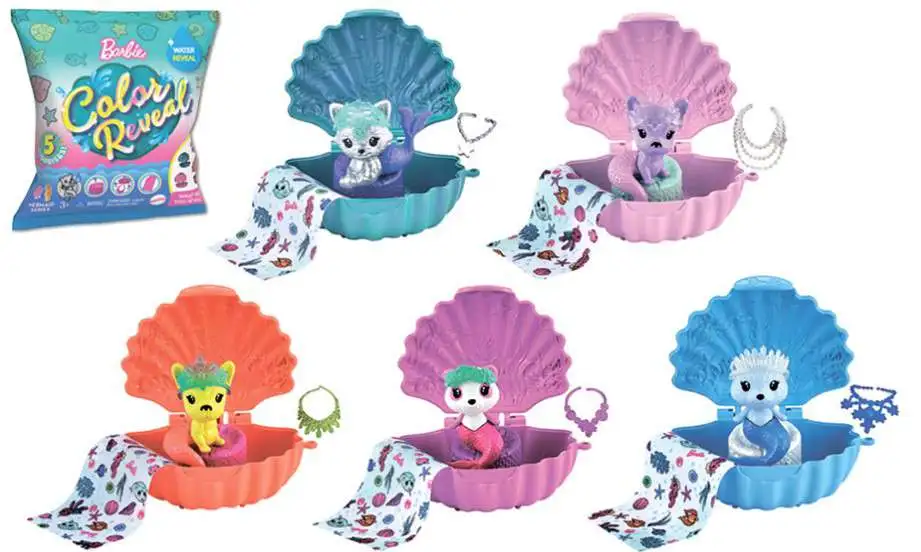 Barbie Color Reveal Mermaid Series Pets Surprise Doll Shell Shaped Case  Mattel - ToyWiz
