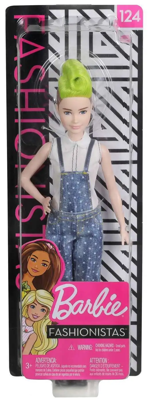 Barbie Fashionistas Barbie 13.25 Doll 124 Overalls, Green Hair ToyWiz