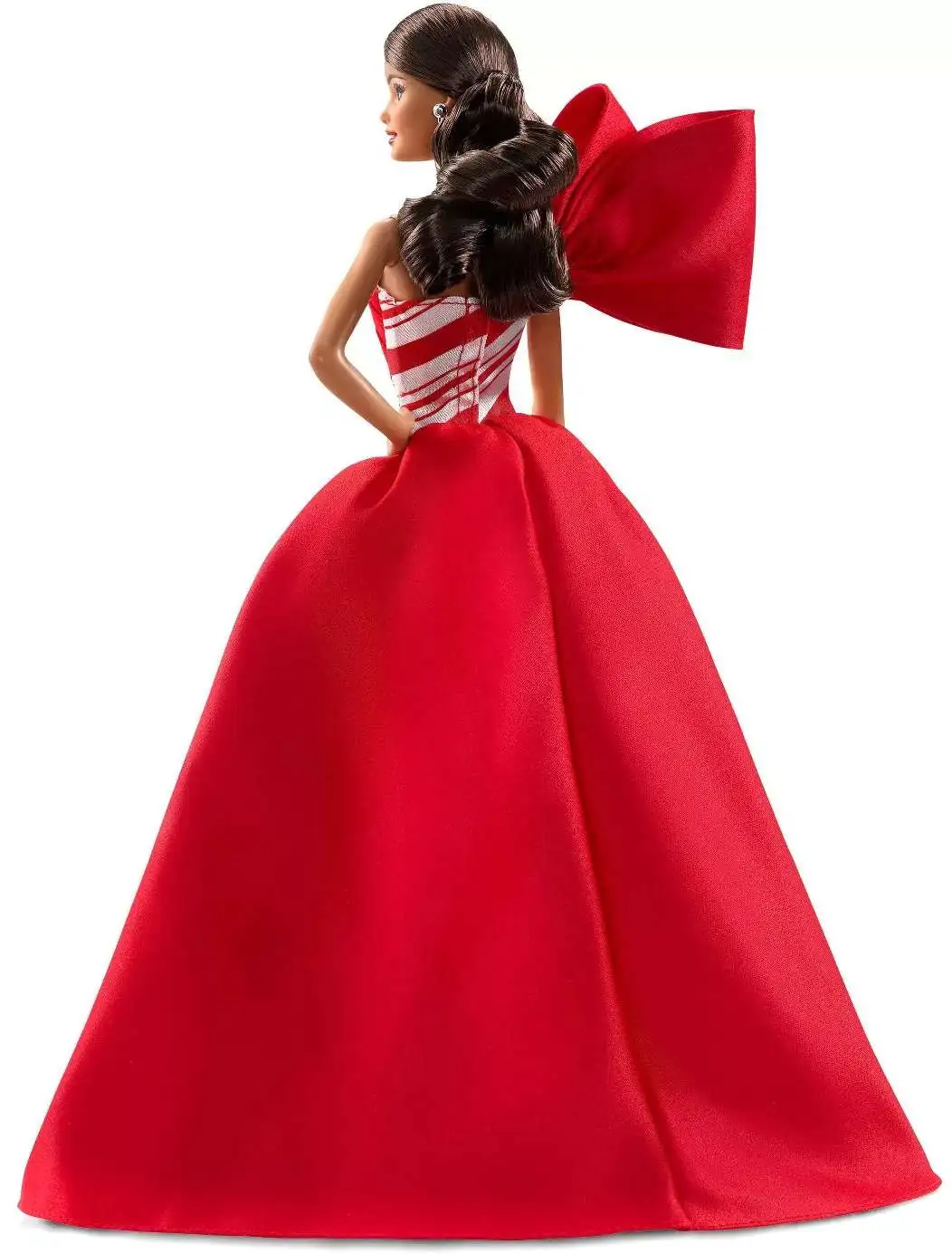 Barbie 2019 Holiday Doll Brunette Side Ponytail with Red & White Gown 