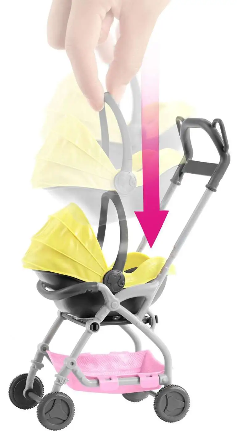 Barbie Skipper Babysitter Baby Doll Yellow Stroller A Removable Seat new 
