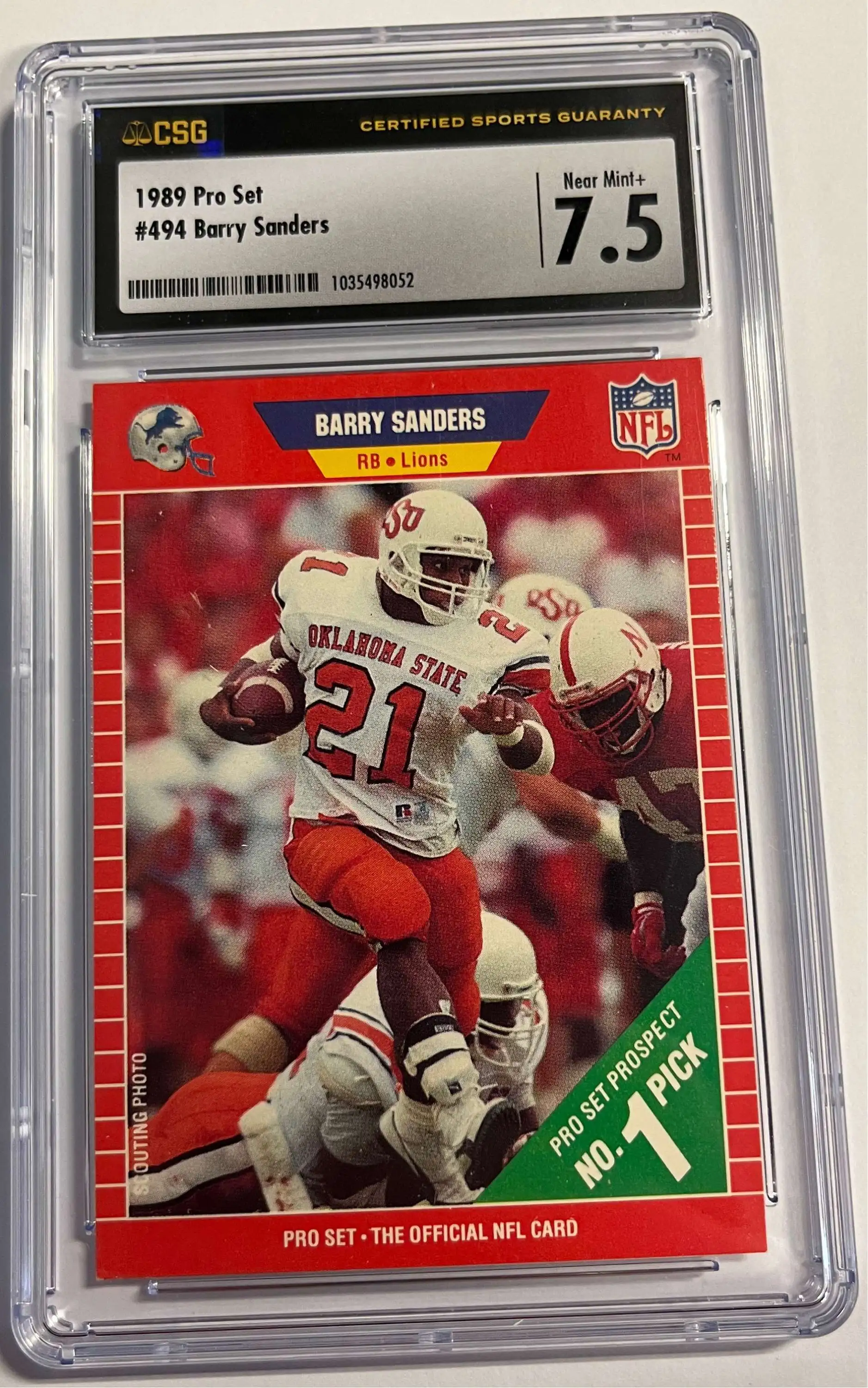 Barry Sanders Autographed Oklahoma State 1989 Pro Set Rookie Card #494 –  Super Sports Center