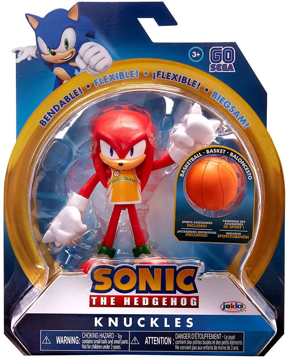 with Basketball KNUCKLES 4" Bendable Action Figure SONIC THE HEDGEHOG Toy 
