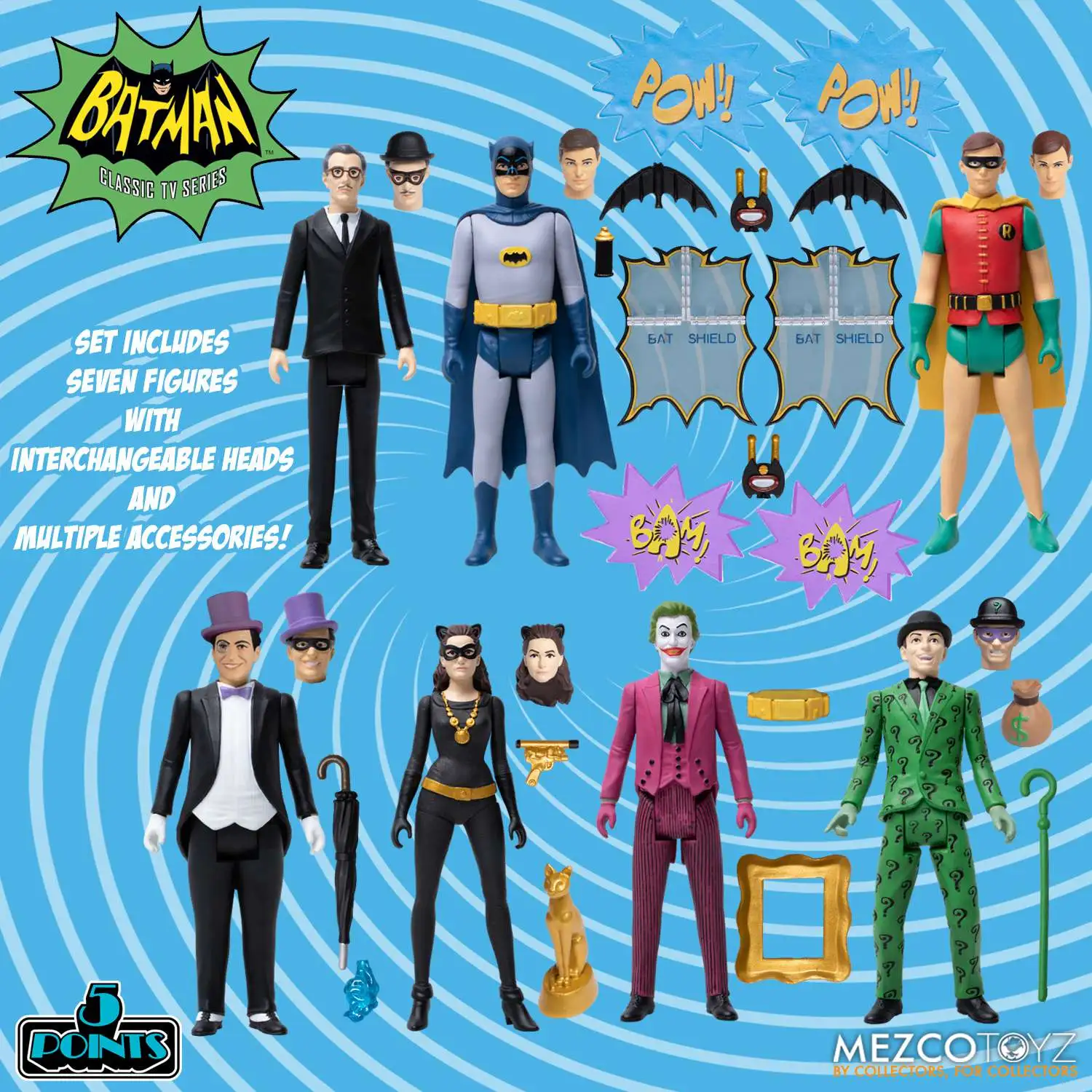 Batman 66 TV Series Bendable Figure Robin Catwoman Riddler Joker Penguin Batgirl 
