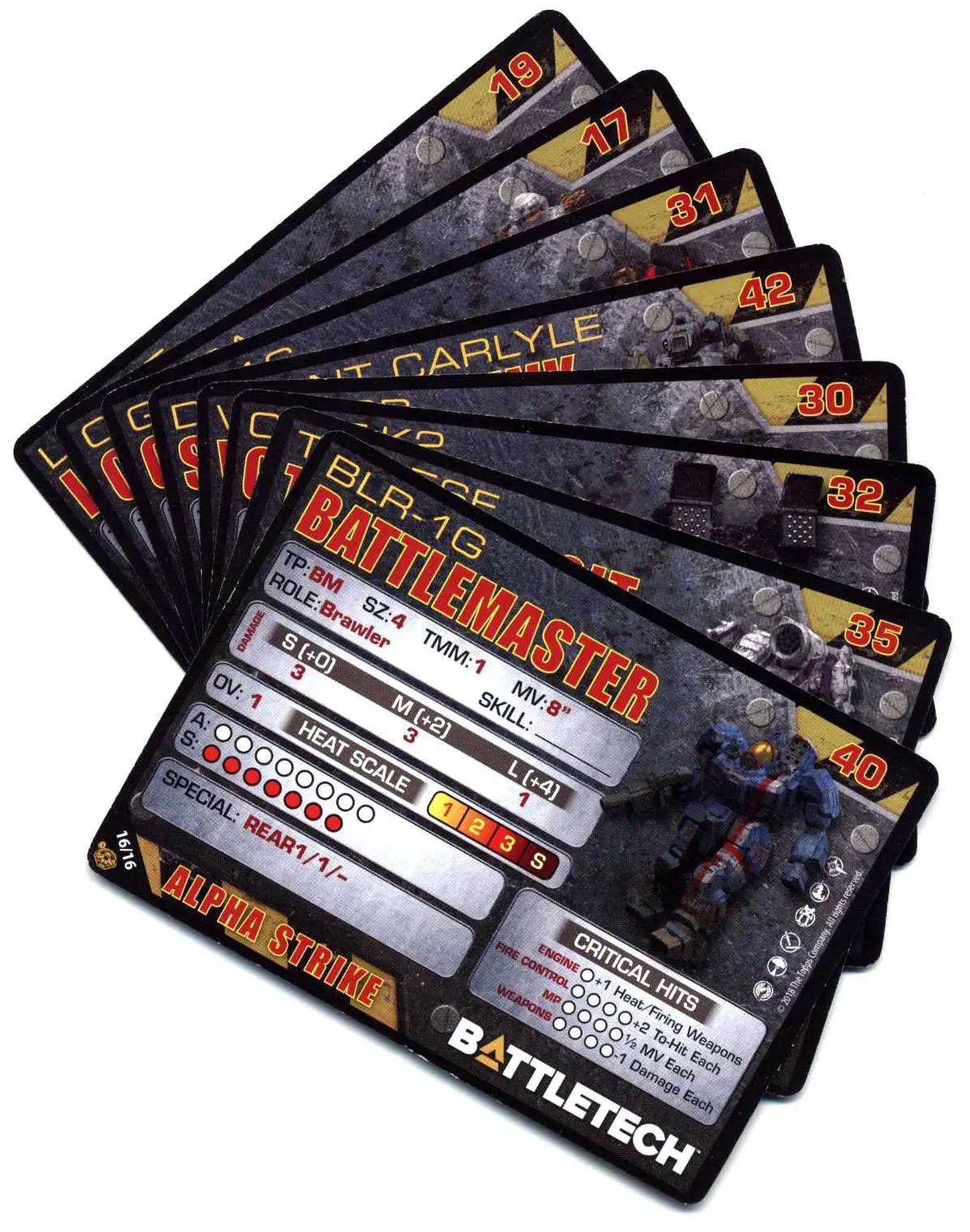 BattleTech Set of 8 Alpha Strike Cards 