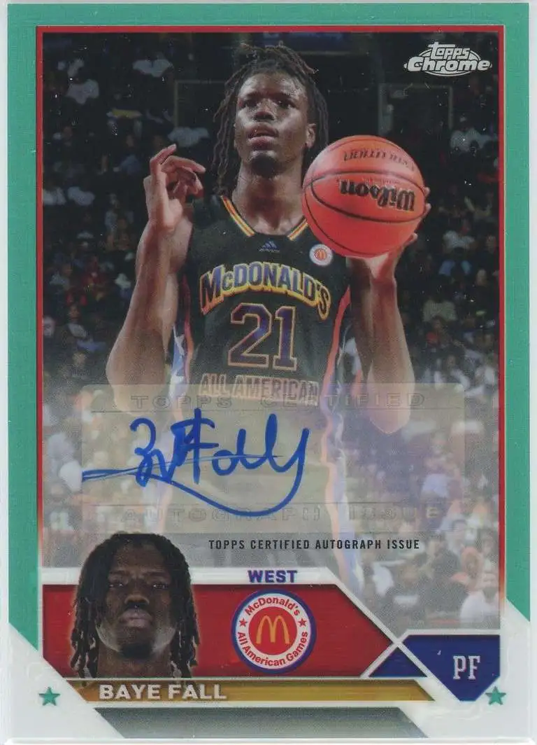 NBA Topps 2023 Chrome McDonald's All-American Basketball 03/99 Baye Fall CA-BF [Rookie Auto]