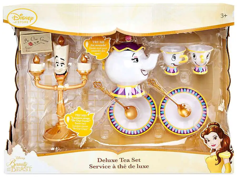 Disney Beauty & the Beast Belle Singing "Be Our Guest" Play Tea Car Set Kids Toy 