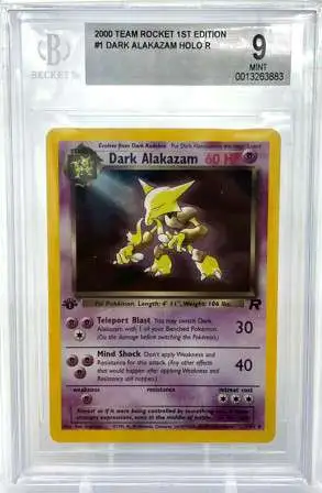 Pokemon Team Rocket Rare Holo Dark Alakazam 1st Edition #1 [Beckett - Mint  9 (0013263883)]