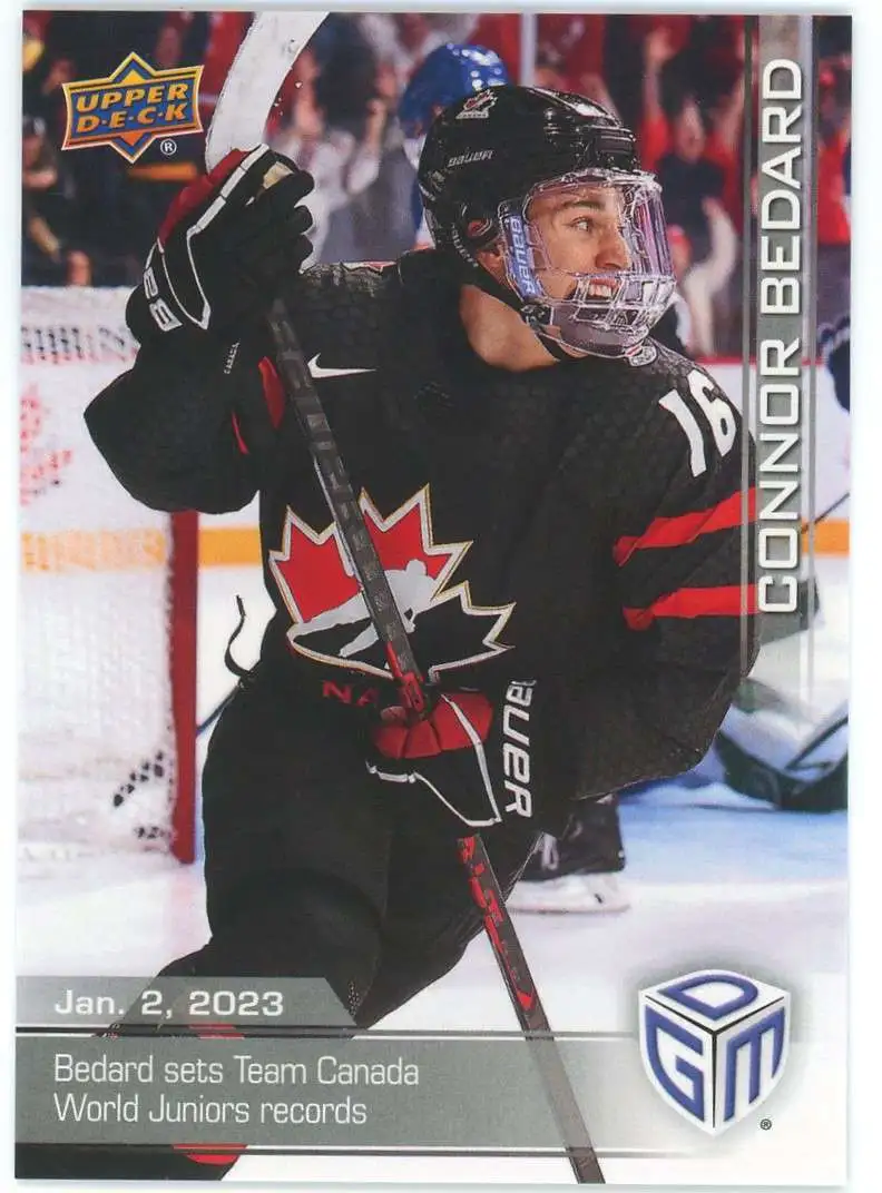 NHL 2023 Game Dated Moments Single Card Connor Bedard 1 Team Canada World Juniors Record