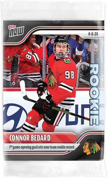 NHL Chicago Blackhawks 2023-24 NOW Hockey Connor Bedard Single Sticker Card #166 [Rookie, 7th Game Opening Goal Sets new Team Record]