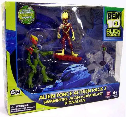 Ben 10 Alien Force Swampfire, Alan as Heatblast & DNAlien Exclusive Action  Figure 3-Pack [Pack 2, Set #1]